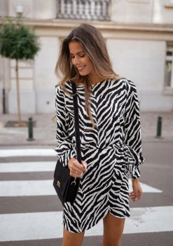 Clearance Robe Maela zebrée - noire et blancheEasy Clothes Femme Robes
