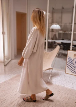 Outlet Robe Nolan - Beige - Gaze De Coton - Vêtements FemmeEasy Clothes Femme Robes