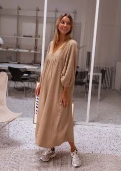 Flash Sale Robe Nolan - Couleur Camel - Gaze De Coton - AmpleEasy Clothes Femme Robes
