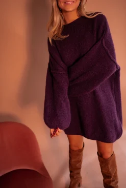 Best Sale Robe Pull Elyas - Prune - Made In ItalyEasy Clothes Femme Robes