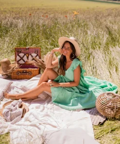 Hot Robe Rodia - verte en linEasy Clothes Femme Robes