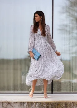 Online Robe Rosana grise à motifs | Robe longue fleurie | Prêt-à-porter en ligne | Easy Clothes Femme Robes