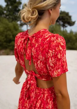 Best Sale Robe Rouge Claudia - Col en V - FluideEasy Clothes Femme Robes