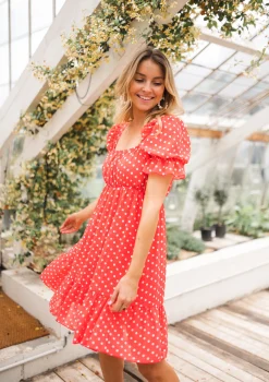 Outlet Robe Talou corail - à pois blancEasy Clothes Femme Robes