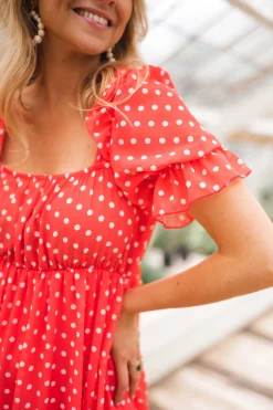 Outlet Robe Talou corail - à pois blancEasy Clothes Femme Robes