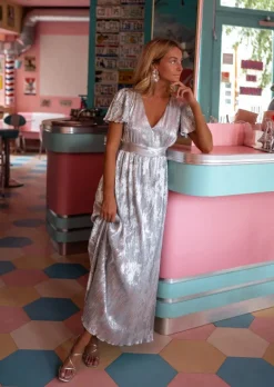 Shop Robe Tifene Argentée - Création Easy Clothes - Dos Ouvert Femme Robes