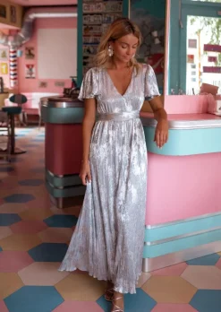 Shop Robe Tifene Argentée - Création Easy Clothes - Dos Ouvert Femme Robes