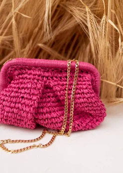Flash Sale Sac Jerry Rose - Matière Raphia - Poche Intérieure - Accessoires Easy Clothes Sacs & Pochettes