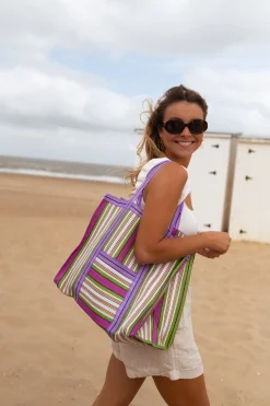 Discount Sac Sevana à lignes vert | Sac de plage ligné | Prêt-à-porter en ligne | Easy Clothes Sacs & Pochettes