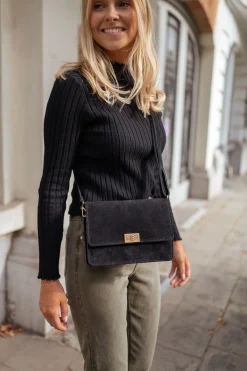 Hot Sac Trika noir en daim | Sac à bandoulière | Prêt-à-porter en ligne | Easy Clothes Sacs & Pochettes
