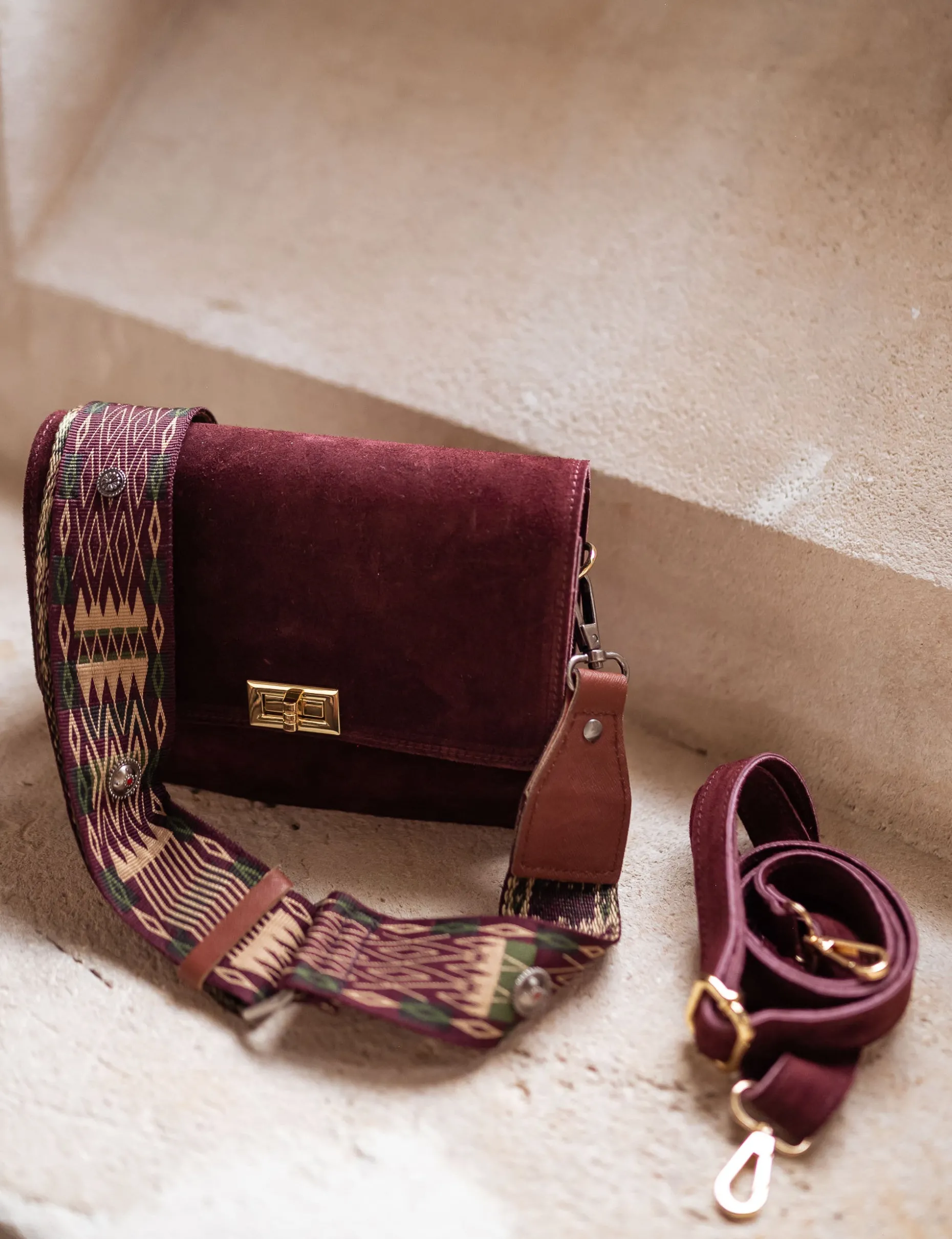 Clearance Sangle de sac Lysea - bordeaux à motifsEasy Clothes Sacs & Pochettes