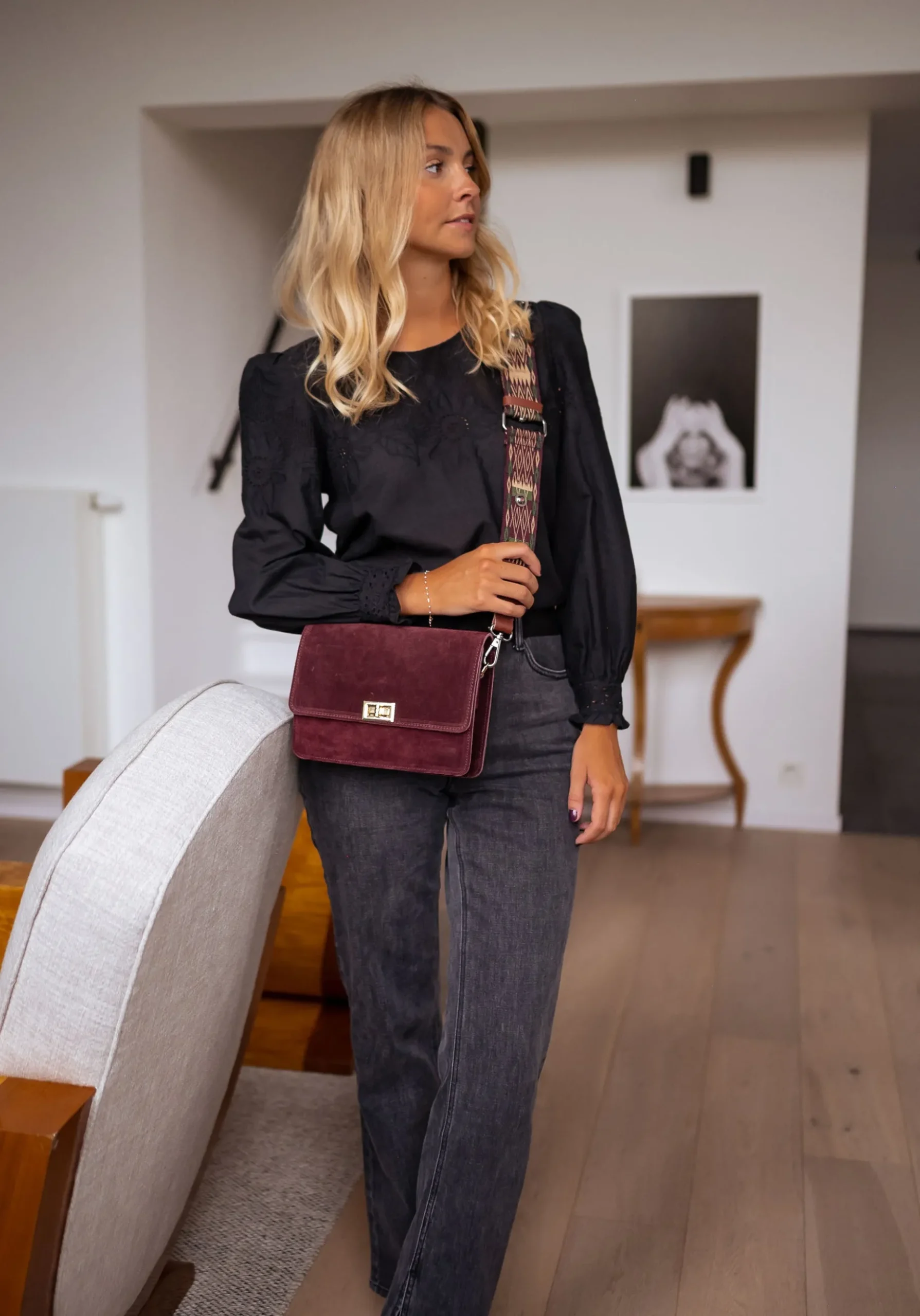 Clearance Sangle de sac Lysea - bordeaux à motifsEasy Clothes Sacs & Pochettes