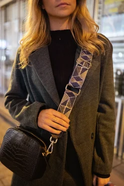 Outlet Sangle de sac Odina bleu, beige et noir | Sangle formes géométriques | Prêt-à-porter en ligne | Easy Clothes Sacs & Pochettes