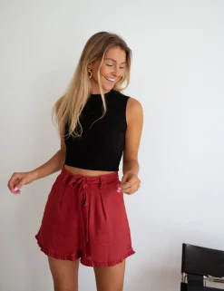 Best Sale Short Dorian - terracotta en linEasy Clothes Femme Jupes & Shorts