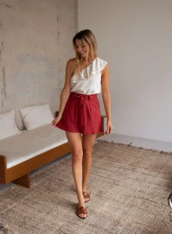 Best Sale Short Dorian - terracotta en linEasy Clothes Femme Jupes & Shorts