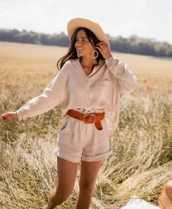 Online Short Irini - beige en linEasy Clothes Femme Jupes & Shorts