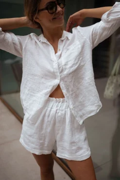 Sale Short Irini - blanc en linEasy Clothes Femme Jupes & Shorts