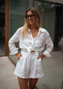 Sale Short Irini - blanc en linEasy Clothes Femme Jupes & Shorts