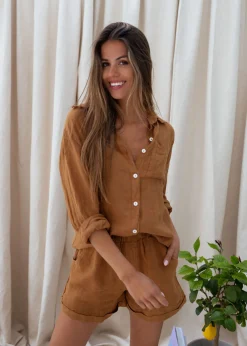 Fashion Short Irini - ocre en linEasy Clothes Femme Jupes & Shorts