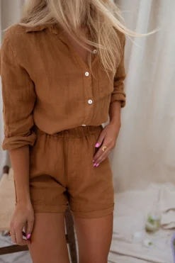 Fashion Short Irini - ocre en linEasy Clothes Femme Jupes & Shorts