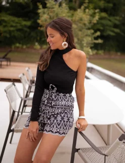 Cheap Short Liam - bleu brodéEasy Clothes Femme Jupes & Shorts