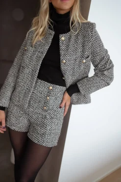 Sale Short Roman - en tweed noir et blancEasy Clothes Femme Jupes & Shorts