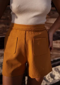 Outlet Short Tressy Marron - Poches à l'Avant - Finitions TresséesEasy Clothes Femme Jupes & Shorts
