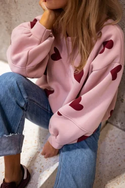 Shop Sweat Fiona - Rose à coeursEasy Clothes Femme Pulls & Gilets