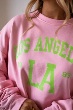 Discount Sweat Los angeles - rose et vertEasy Clothes Femme Pulls & Gilets