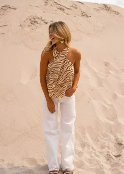 Online Top Beca - Zébré Brun & Beige - Croisé à l'avantEasy Clothes Femme Tops & T-shirts