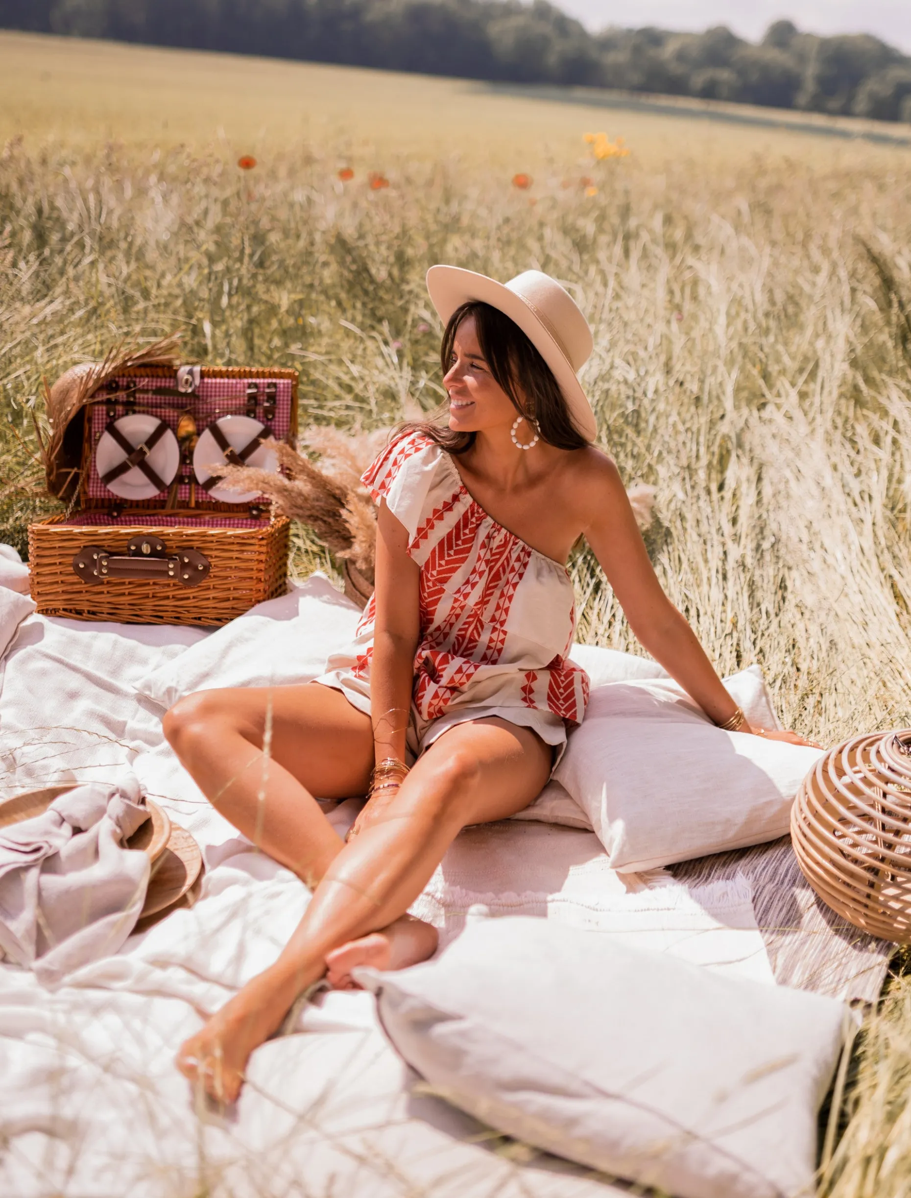 Sale Top Brigie - à motifs rouge et beigeEasy Clothes Femme Tops & T-shirts