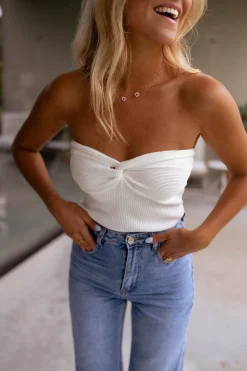 Best Top bustier Neil blanc | Top bustier noué | Prêt-à-porter en ligne | Easy Clothes Femme Tops & T-shirts