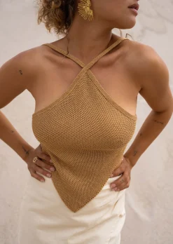 Hot Top Fia Doré - Effet Laine - Croisé - Vêtements TendancesEasy Clothes Femme Tops & T-shirts