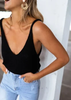 Store Top Neda noir effet laine | Top transparent en mailles | Prêt-à-porter en ligne | Easy Clothes Femme Tops & T-shirts