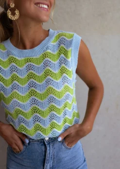 Online Top Stany en crochet vert et bleu | Top coloré en crochet | Prêt-à-porter en ligne | Easy Clothes Femme Tops & T-shirts