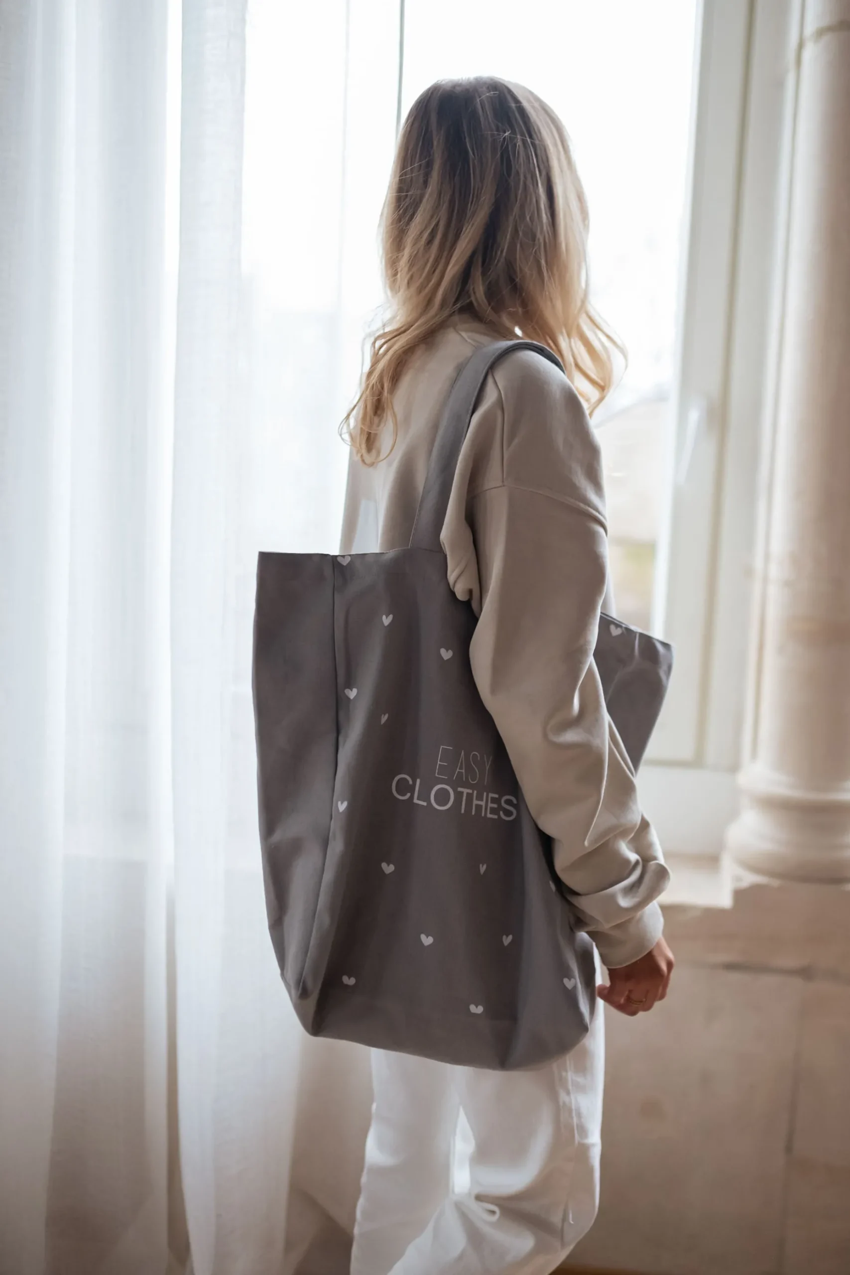 Hot Tote bag Easy Clothes - gris à coeurs Sacs & Pochettes