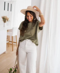 Shop T-shirt Léone - kakiEasy Clothes Femme Tops & T-shirts