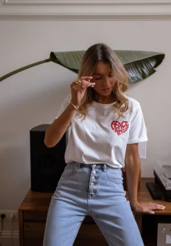 Cheap T-shirt Peace - blancEasy Clothes Femme Tops & T-shirts