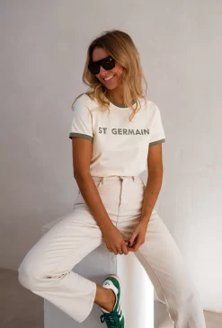 New T-shirt Saint Germain - Beige & KakiEasy Clothes Femme Tops & T-shirts