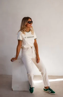New T-shirt Saint Germain - Beige & KakiEasy Clothes Femme Tops & T-shirts